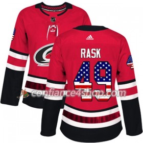 Adidas Maillot de Hockey Carolina Hurricanes Victor Rask 49 2017-2018 Rouge USA Flag Fashion Authentic - Femme